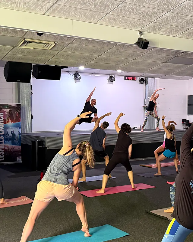 Sherwin presenting a packed Les Mills launch class