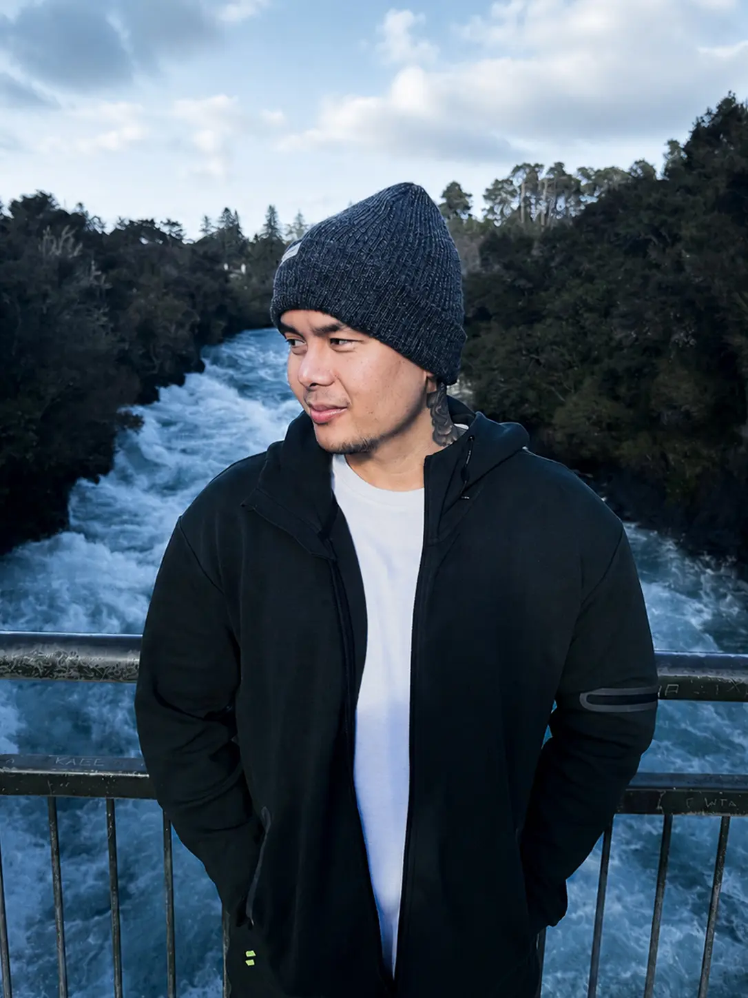 Sherwin Dela Resma, founder of Visual Collections, at Huka Falls in New Zealand