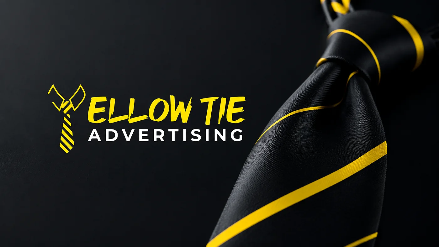 Yellow Tie brand identity — bold yellow and navy mark for a consulting firm